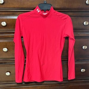 Under Armour Women's Red Long-Sleeve Mock Neck Performance Top